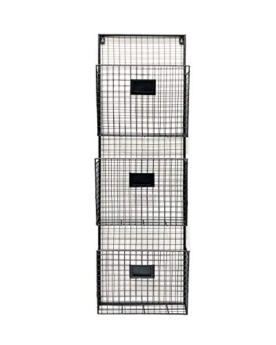 Three Tier Wall File Holder – Durable Black Metal Rack with Spacious Slots for Easy Organization, Mounts on Wall and Door for Office, Home, and Work – by Designstyles