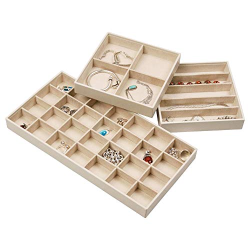 Elegant Jewelry Trays Set of 3 Stackable Jewelry Organizer Tray