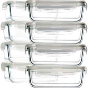 8 Pack Glass Food Storage Containers, Bayco Glass Meal Prep Containers, Airtight Glass Storage Containers with Lids - BPA-Free & FDA Approved & Leak Proof (8 lids & 8 Containers) 30oz