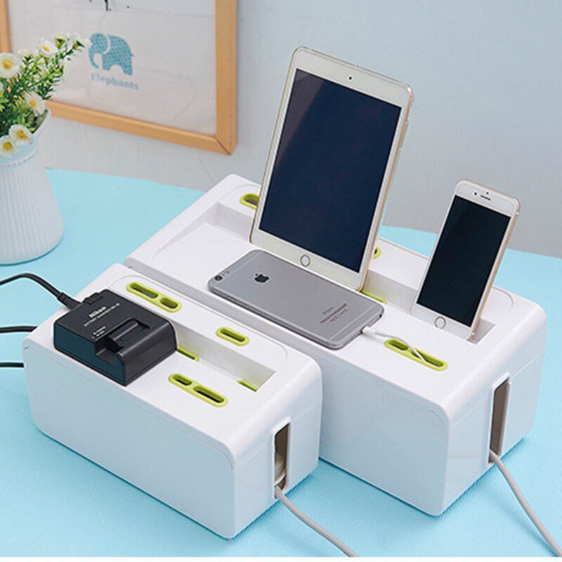 Power Strip Cord Storage Boxes Safety Socket Outlet Board Container Electric Wire Collection Cables Organizer Case Accessories