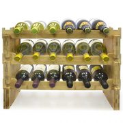 Sorbus 3-Tier Stackable Bamboo Wine Rack— Classic Style Wine Racks for Bottles— Perfect for Bar, Wine Cellar, Basement, Cabinet, Pantry, etc.— Holds 18 Bottles (3-Tier, Natural)