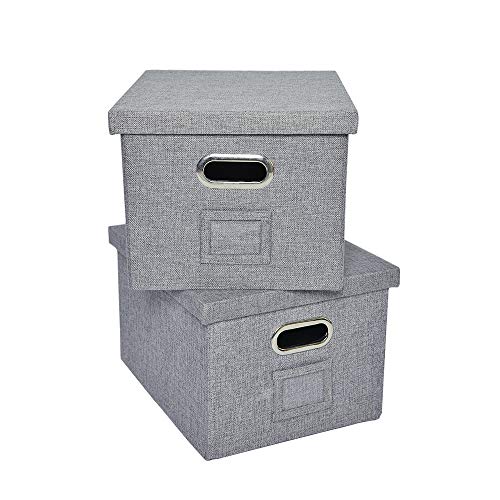 ATBAY File Storage Box with lids Large Capacity Office File Organizer for Letter Size File Folder, Gray(2PACK)