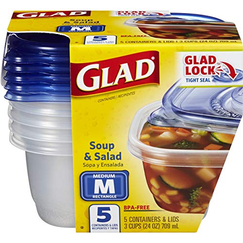 Glad Food Storage Containers - Soup and Salad Containers - 24 Ounce - 5 Count