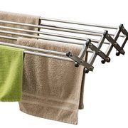 AERO W Space Saver Racks Stainless Steel Wall Mounted Collapsible Laundry Folding Clothes Drying Rack 60 Pound Capacity 22.5 Linear Ft Clothesline