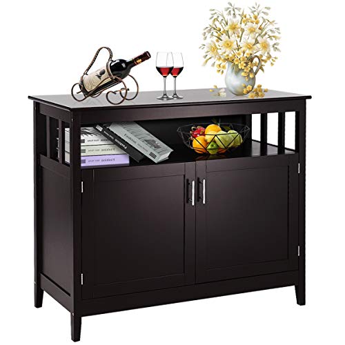Costzon Kitchen Storage Sideboard Dining Buffet Server Cabinet Cupboard with Shelf (Espresso)