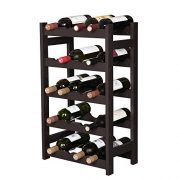VASAGLE Wood 20 Wine Display Rack, Standing Bottles Storage Shelf, Wobble-Free, Espresso ULWR01BR