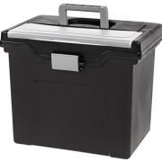 IRIS USA, Inc. HFB-24E Portable Letter Size File Box with Organizer Lid, 4 Pack, Black, Large,