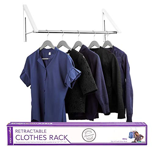 Stock Your Home Retractable Closet Rod and Clothes Rack