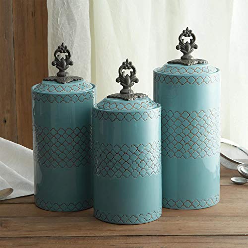 Ceramic Kitchen Canisters | Set of 3 Food Storage Jars