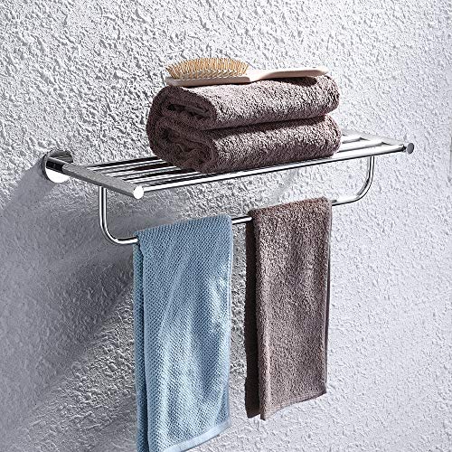 KES Towel Rack, with Towel Bar 23 Inch Polished Bathroom Shelf Wall Mount