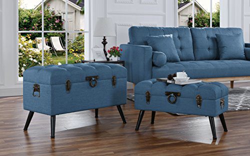 2-Piece Classic Tufted Linen Fabric Storage Chests