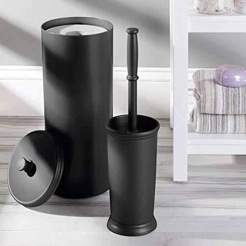 mDesign Modern Plastic Bathroom Storage and Cleaning Accessory Set