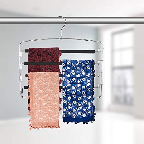 Sunblo Clothes Pants Hangers 2 Pack, Multi Layers Metal Pant Slack Hangers
