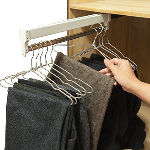 Pull-Out Closet Valet Rod Adjustable Wardrobe Clothing Rail