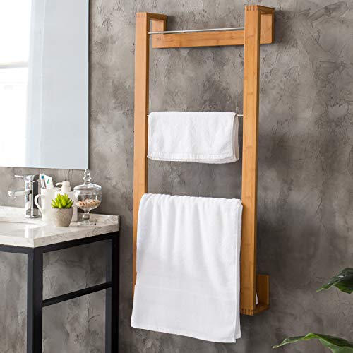 MyGift 42-Inch Bamboo Wall-Mounted Towel Holding Rack