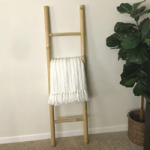 Decorative 5-Foot Natural Beige Bamboo Wall-Leaning Towel