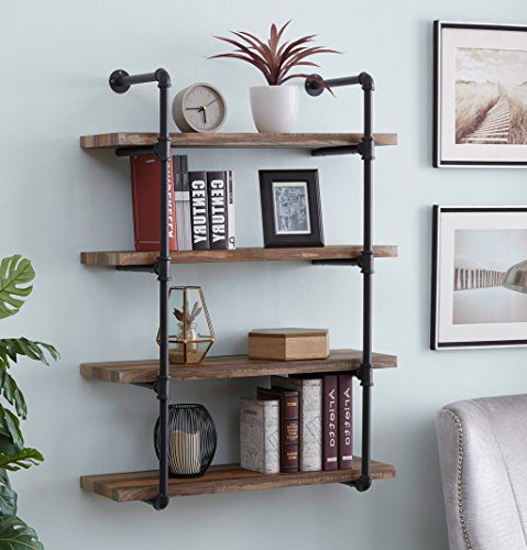 Homissue 4-Shelf Rustic Pipe Shelving Unit, Metal Decorative Accent Wall