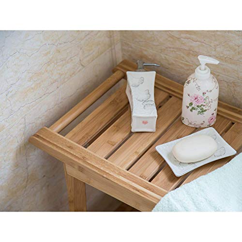 Kinsuite Bamboo Shower Bench Seat Bathroom Waterproof Shower Chair