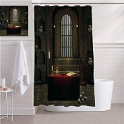 SATVSHOP Easy Care Fabric Shower Curtain with Reinforced Buttonholes-Gothic
