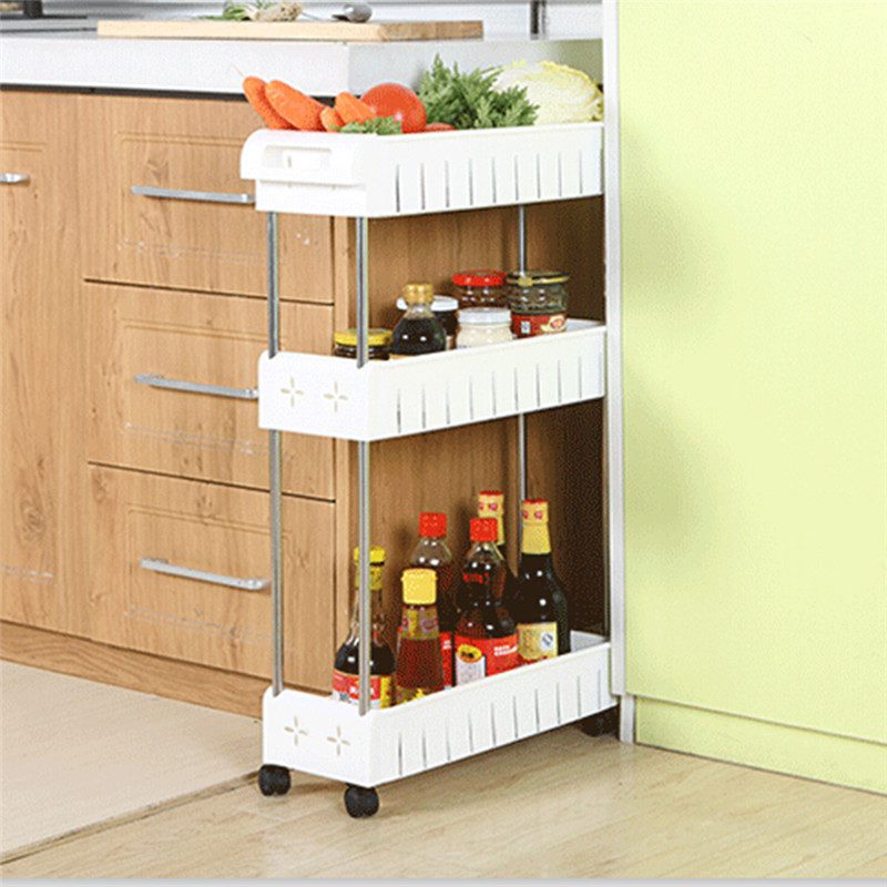 Removable Storage Rack Shelf with Wheels Bathroom/Kitchen/Refrigerator
