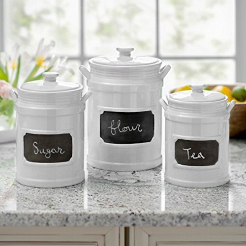 Set of 3 Quality Porcelain Airtight Canister Set - Bathroom or Kitchen Containers