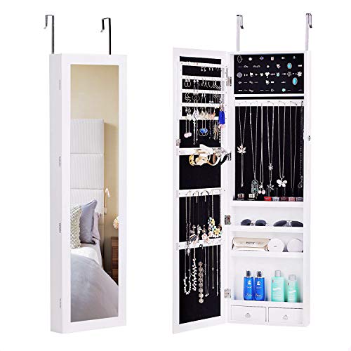 BASTUO Jewelry Cabinet Lockable Wall-Mounted Hanging Jewelry Armoire Storage