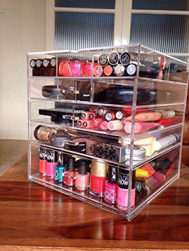 Cq acrylic Large 5 Drawers and 11 Grids Acrylic Makeup Organizer