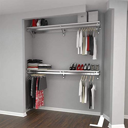 Arrange A Space Premium 52" Top and Bottom Shelf/Hang Rod Kits White Closet