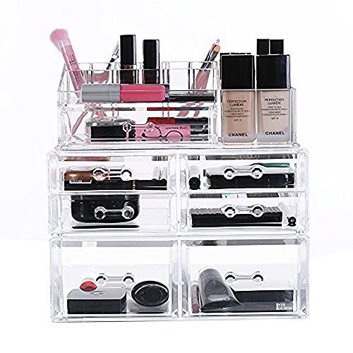 Ikee Design Deluxe Stackable 3-Piece Premium Makeup Storage