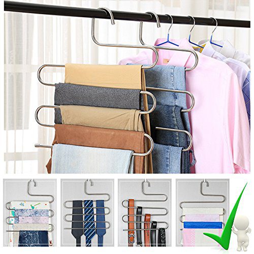 6 Pack Pants Hangers, S-Type Closet Organizer & Stainless Steel Good ...