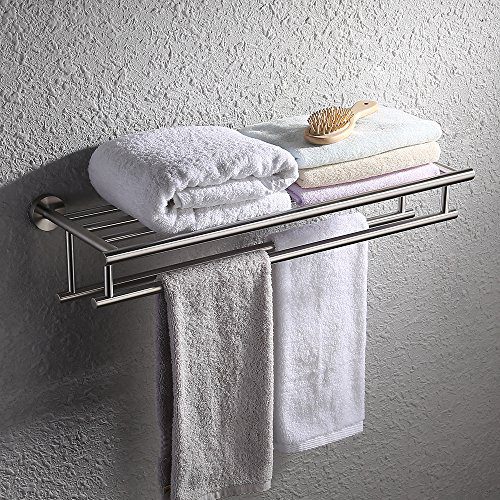 KES Large Towel Rack, Towel Shelf with Two Bar