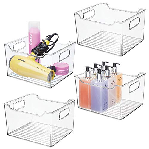 mDesign Deep Plastic Bathroom Vanity Storage Bin with Handles