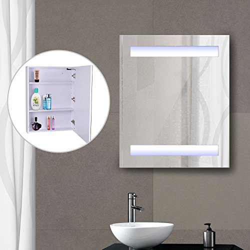 HOMCOM Vertical 32" LED Illuminated Bathroom Wall Mirror Medicine Cabinet