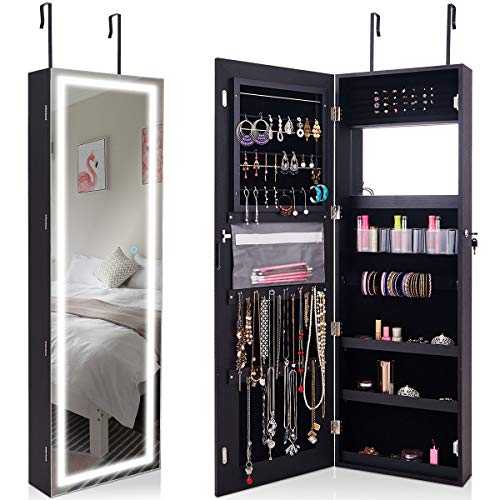 Giantex Jewelry Cabinet Box Amoire Door Wall Mount Lockable Touch