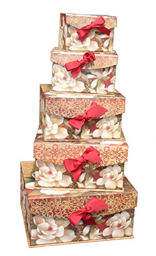 Greenbrier International Floral Nesting Boxes Set of 5 Decorative Storage
