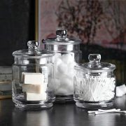 Whole Housewares Clear Glass Apothecary Jars-Cotton Jar-Bathroom Storage