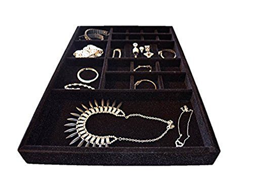 Jewelry Organizer drawer insert tray, Wood and Velvet , Stackable
