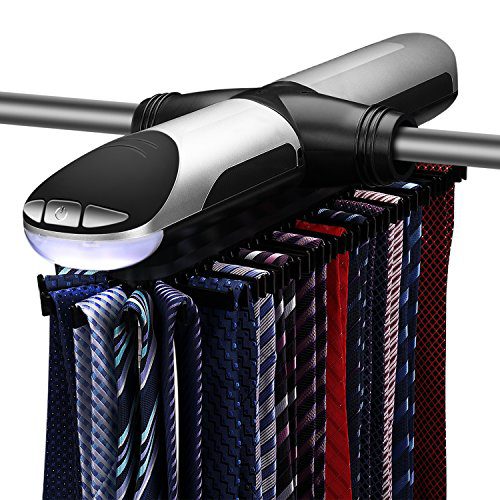 Flexzion Motorized Tie Rack - Electronic Rotating Automatic Necktie Tie