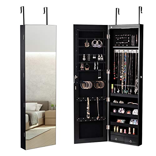 Giantex Wall Door Jewelry Armoire Cabinet with Mirror