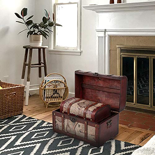Juvale Wooden Chest Trunk, 3-Piece Storage Trunk and Chests