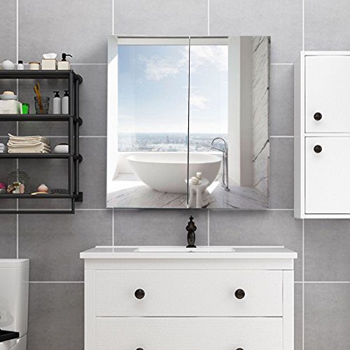 Mirror Cabinet, WATERJOY Wall-Mounted Bathroom Mirror Medicine Cabinet
