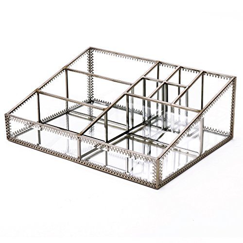 Hersoo Glass Makeup Organizer Cosmetic Storage for Vanity