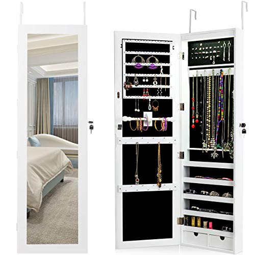 Giantex Wall Mount Jewelry Armoire Cabinet with 15 LED Lights
