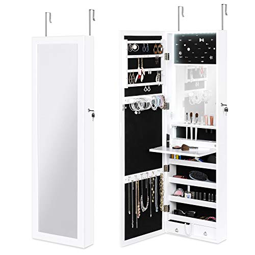 Best Choice Products Full Length Hanging Mirror Jewelry Armoire Cabinet