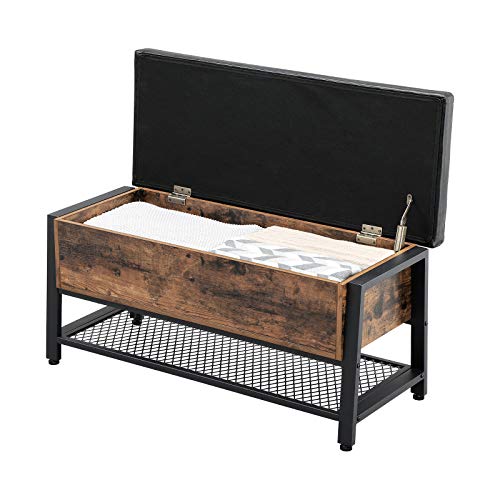 VASAGLE Industrial Storage Bench, Shoe Bench with Padded Seat