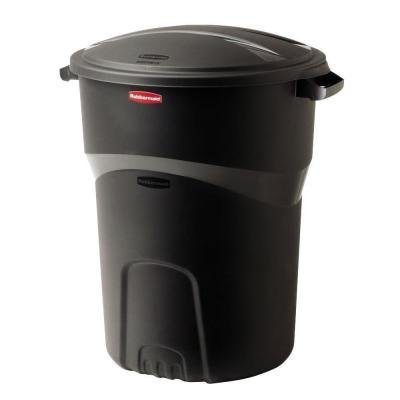 Roughneck 32 Gal. Black Round Trash Can with Lid