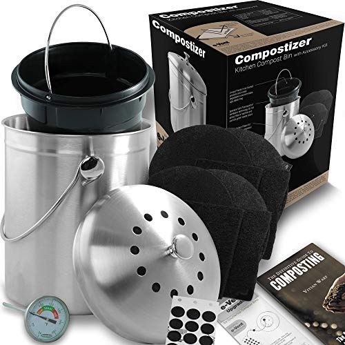 Compostizer Introducing Stainless Steel 1.3 Gal Kitchen Compost Bin Kit