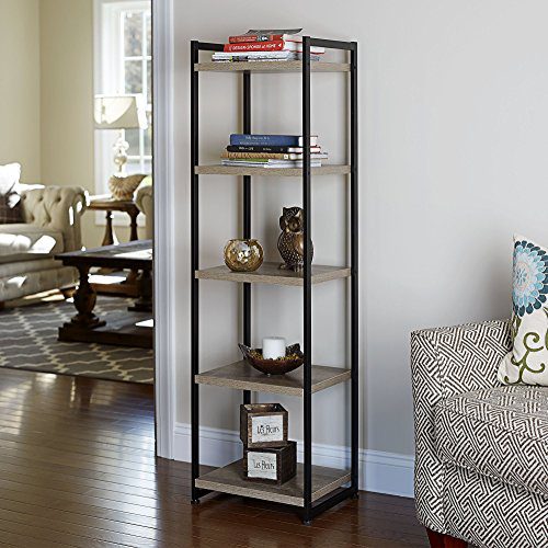 Household Essentials 5 Tier Storage Tower Metal, Grey Shelf
