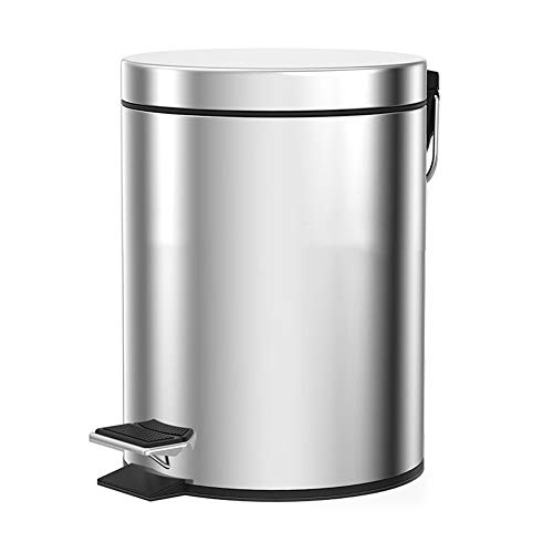 DBAL 20 Liter Stainless Steel Round Trash Can with Lid, Pedal, Mute