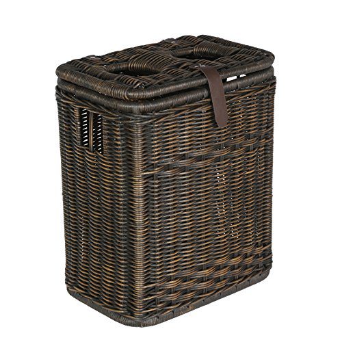 The Basket Lady Wicker Drop-in Divided Recycling Basket